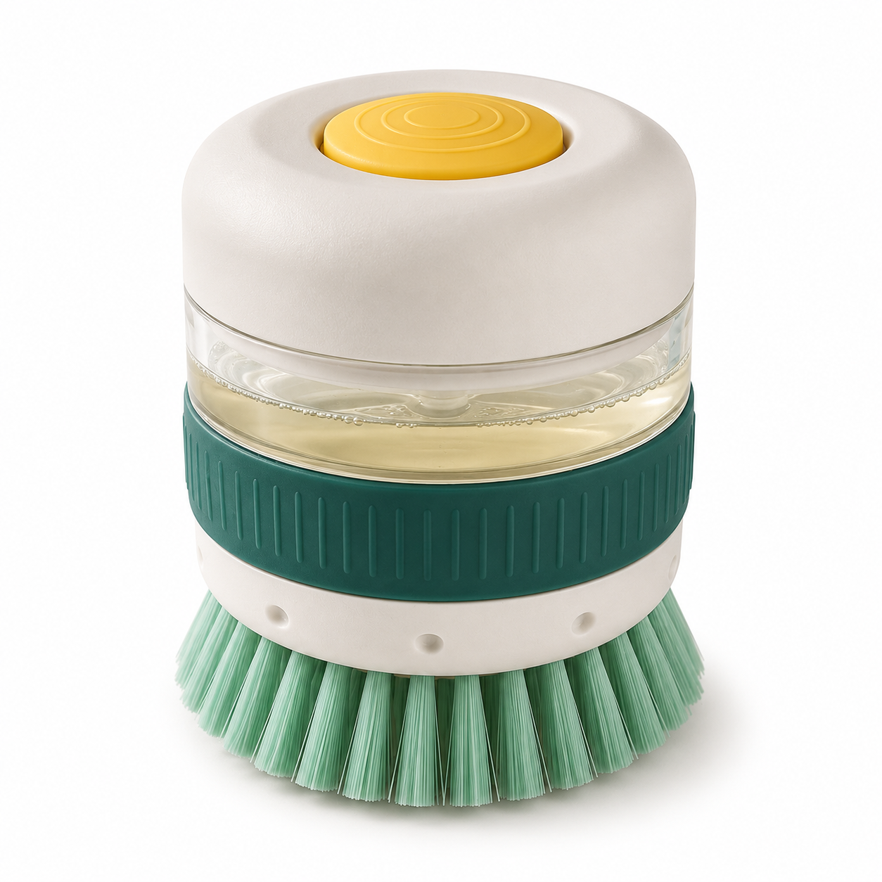 RIVZQELAN PALMPRESS Refillable Soap Dispensing Palm Dish Brush, Press-to-Dispense Handheld Scrubber with Built-In Reservoir for Plates, Bowls and Cookware